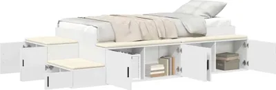 Image de Cadre de lit avec rangement Blanc 80 cm Bois d'ingénierie