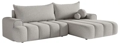 Produktbild von Selsey DANDELINO - Ecksofa mit Schlaffunktion, Stauraum und Bouclé-Bezug, hellgrau, rechts
