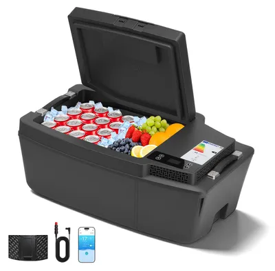Immagine prodotto di Frigorifero portatile a compressore VEVOR da 20 L, frigorifero da auto per Tesla Model 3, congelatore portatile con controllo tramite app, 12 V/24 V CC, da -16 °C a 10 °C, borsa termica elettrica, frigorifero portatile per viaggi e campeggio