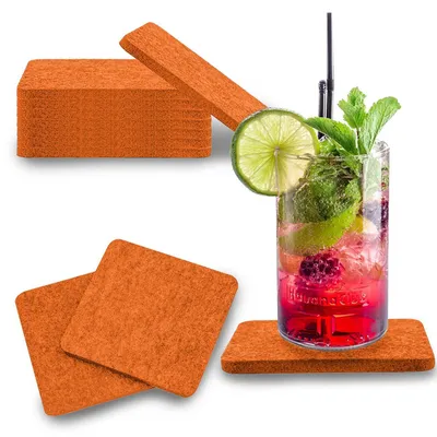 Produktbild von wortek Filz Untersetzer - Deko Tischset I Filzdeckel für Getränke, Tassen, Bar & Tisch, 8er Set I 10cm I Eckig, Orange