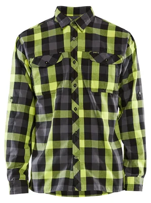 Produktbild von Blakläder Flanellhemd 3299, Farbe:Schwarz/High Vis Gelb, Größe:L