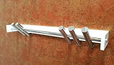 Kapstok mit 5 Haken, chrom/weiß, Metall, 60x10x10 cm, Wandmontage