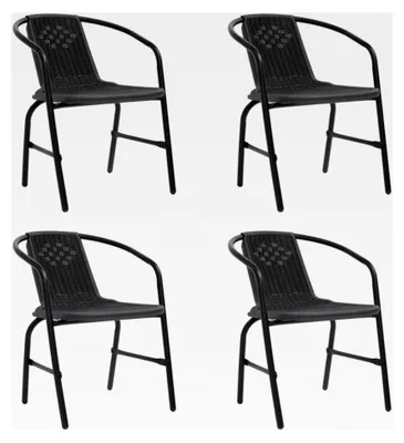 Produktbild von Gartenstühle 4 Stück Kunststoff Rattan und Stahl 110 kg
