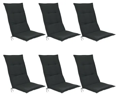 Image de Beautissu Lot de 6 coussins d'assise pour fauteuils à dossier haut Base HL, 120 x 50 x 6 cm, gris graphite