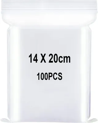 Imagen del producto de Bolsas con cierre hermético de 14x20 cm, 100 unidades, bolsas de plástico transparentes con cierre tipo cremallera para la cocina