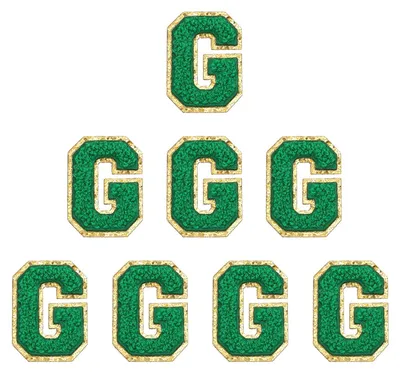 Buchstaben-Patches, 8 Stück, Initiale G, selbstklebend, dunkelgrün