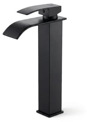 Produktbild von Waschtischarmatur hoch Wasserfall Schwarz Aufsatzwaschbecken Badarmatur EVIO