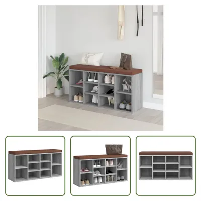 Obrázek produktu pro The Living Store Lavice na boty Grey Sonoma 103x30x48 cm Materiál na bázi dřeva