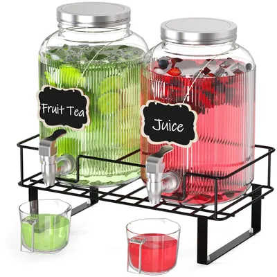 Immagine prodotto di Set di 2 dispenser per bevande in vetro con rubinetto