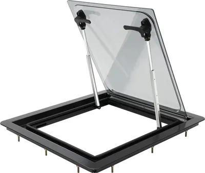 Immagine prodotto di Finestra per caravan/motorhome - Finestra di ventilazione apribile - Dimensioni di montaggio 45×50 cm - Angolo di apertura 70° - Spessore della parete 2,5-3,5 cm - Zanzariera - Nero