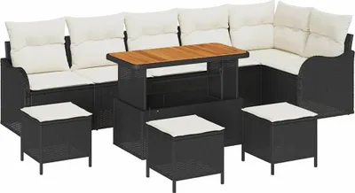 Immagine prodotto di vidaXL Set di divani da giardino con cuscini 10 pezzi Nero e crema