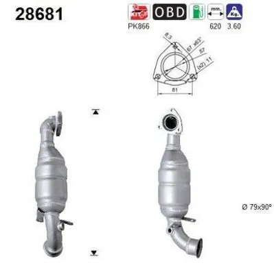 Produktbild von AS Katalysator Kat passend für PEUGEOT 207 (WA, WC) Euro 5/Euro 6 28681