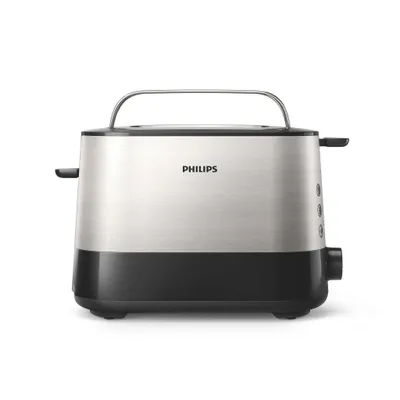 Image de Grille-pain Philips Viva Collection HD2637/90 2 tranches Noir, Acier inoxydable