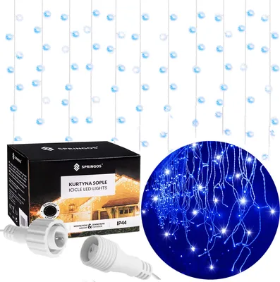 Zdjęcie produktu dla Lampki choinkowe 500 LED 22,5 m niebieskie lampa błyskowa funkcja zasilania kurtyna świetlna dekoracja wewnętrzna zewnętrzna dekoracja bożonarodzeniowa lampki LED lampki LED