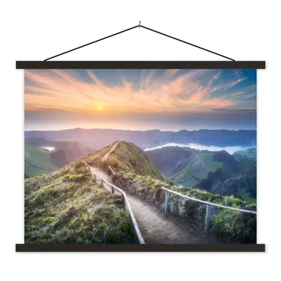 Produktbild von MuchoWow® Textilposter Berge - Sonne - Natur 150x113 cm mit schwarzem Rahmen - Wohnzimmer
