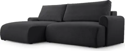 Produktbild von FEDVE Ecksofa Eckcouch Bordon L Form Sofa mit Schlaffunktion Bettkästen Couch Sofagarnitur Links Schwarz (Aragon 99)