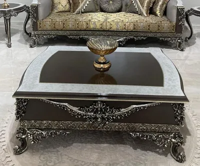 Produktbild von Casa Padrino Luxus Barock Couchtisch Schwarz / Weiß / Silber - Prunkvoller Wohnzimmertisch im Barockstil - Barockstil Wohnzimmer Möbel - Barock Einrichtung - Barock Möbel - Luxus Möbel im Barockstil