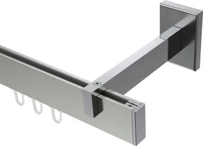 Produktbild von Interdeco Innenlaufstange / Gardinenstange mit Innenlauf Edelstahl-Optik / Chrom, Typ Smartline Paxo (Kappe), 14x35 mm 1-läufig, 200 cm