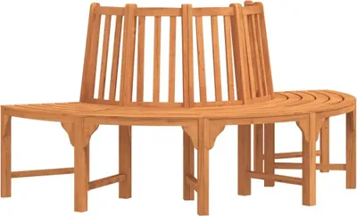 A wooden bench designed to surround a tree.