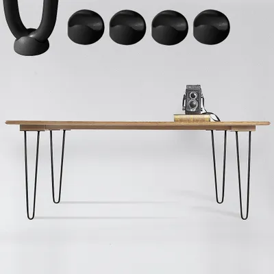 Produktbild von Mucola Tischbeine 4er Set Hairpin Leg Haarnadelbeine Tischgestell Tisch Tischkufen Esstisch Tischbein - Schwarz 2 Streben 20CM