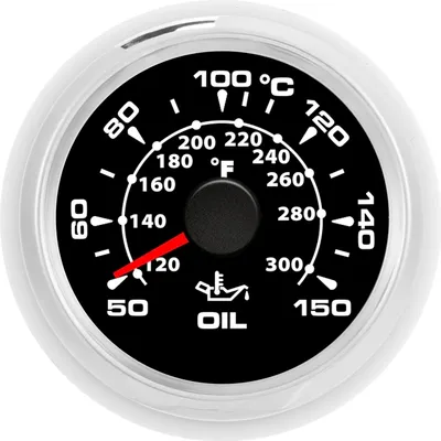 Immagine prodotto di manometro digitale da 2 pollici per la temperatura dell'olio 361-19 Ohm 50-150 ℃ Display a 8 colori retroilluminato Quadrante nero Lunetta argentata