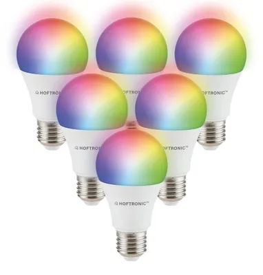 Produktbild von hoftronicsmart Smart Lampe E27 A60 10W 806lm RGBWW Wifi Bluetooth Weiß 6er Set