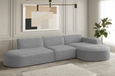 Produktbild von Ecksofa Designersofa PALMA in Stoff Ascot Taupe Ottomane Rechts