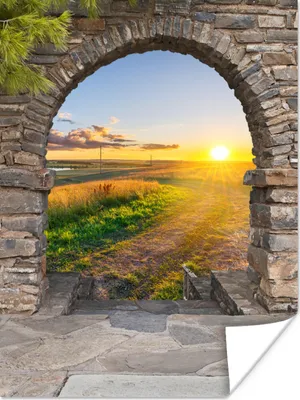 Produktbild von MuchoWow® Poster Landleben - Sonne - Aussicht - Landschaft 90x120 cm - Wohnzimmer