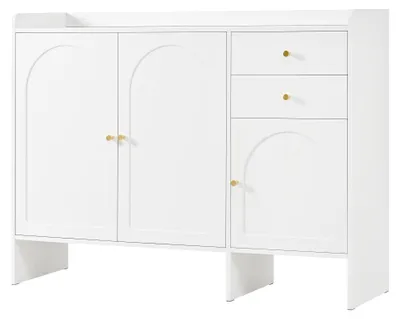Produktbild von Merax Schuhschrank mit 3 Türen, 2 Schubladen, Kommode, Sideboard, Schuhkommode mit Metallgriffen, für Flur und Diele, Weiß
