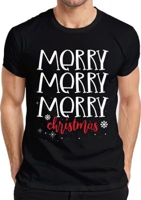 Produktbild von Merry Merry Merry Christmas - Weihnachten Weihnachtsgeschenk Christmas Herren T-Shirt, Schwarz, S