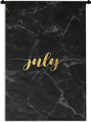 Produktbild von MuchoWow® Wandteppich Wandbehang Kalender - Juli - Gold - Marmor 90x135 cm Tapisserie Dekoration Wandtuch - Baumwolle - Wandskulptur