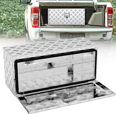 Produktbild von YUENFONG Aluminium Transportbox Werkzeugkiste Unterboden Lkw Box, Werkzeugkasten, Aufbewahrungsbox mit Schloss, Wasserdicht Metallbox fš¹r Lkw, Transporter, Anh?nger, 910x360x405 mm