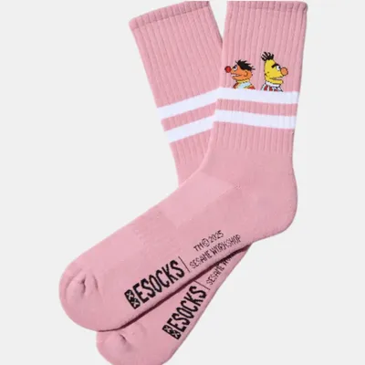 Immagine prodotto di Calzini da tennis biologici BeSocks - Ernie e Bert - Colore rosa, taglia 41-46
