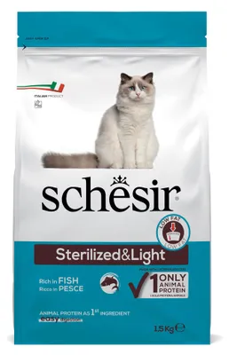 Productafbeelding van Schesir Sterilized & Light, droogvoer voor volwassen, gesteriliseerde katten