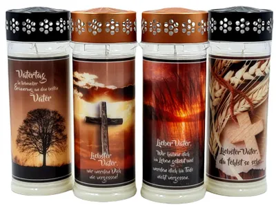 Produktbild von 4er SET Premium 7 Tage Design Grablicht "VATERTAG" 4 versch. Motive