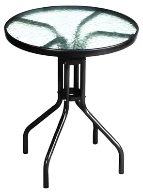 Zdjęcie produktu dla JUMI Stolik ogrodowy na balkon taras 60cm stół szklany balkonowy okrągły metal