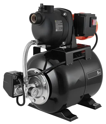 Produktbild von Hauswasserwerk Gartenpumpe - Jetpumpe - Leistung 800 W - Fördermenge 5000 l/h - Förderhöhe 49 m - Druckbehälter 19 l - Automatik - Kunststoff-Pumpenkopf