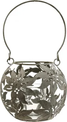 Produktbild von Windlicht Metall Hängedeko Laterne Grau Ø14cm Vintage Terrasse Balkon Teelicht