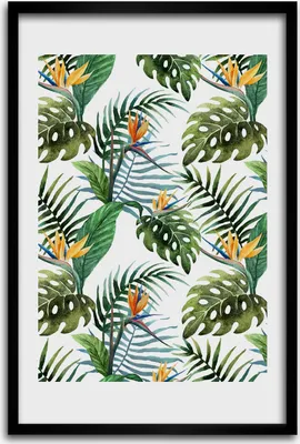 Produktbild von Bild - Bilderrahmen - 40 cm x 60 cm - MDF - Rahmen - Wandkunst - Tropische Blätter