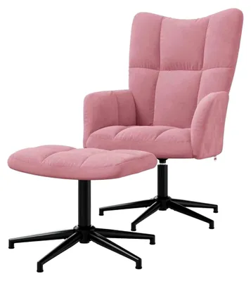 Produktbild von Relaxsessel mit Hocker in Rosa Samt