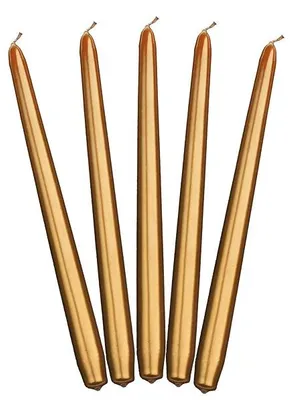 Produktbild von PartyDeco Kerze, kegelförmig, metallisiert, goldfarben, 29 cm, 1 Packung à 10 Stück