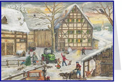 Produktbild von Postkarten-Adventskalender "Winter auf dem Bauernhof"