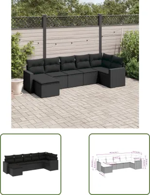 Produktbild von The Living Store 7-tlg. Garten-Sofagarnitur mit Kissen Schwarz Poly Rattan