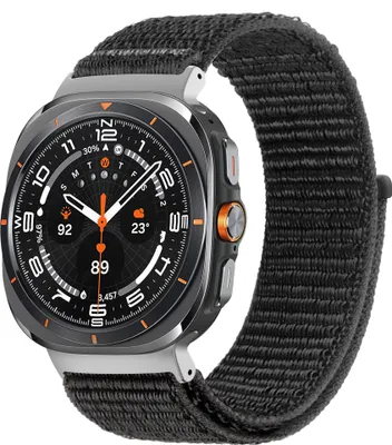 Produktbild von Bandz Nylon-Schlaufenband – passend für Samsung Galaxy Watch Ultra – Armband aus hochwertigem Nylonmaterial mit Klettverschluss (Schwarz)