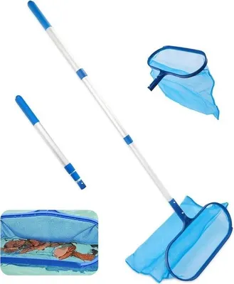 Immagine prodotto di Rete di atterraggio per piscine con palo telescopico - Rete di atterraggio a maglia fine per piscine - Palo telescopico in alluminio da 105 cm - Rete di atterraggio per acque chiare della piscina