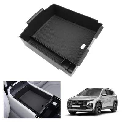 Image de Boîte de rangement pour la console centrale, compatible avec le Hyundai Tucson NX4 (restylage 2024-2026), avec système de boîte automatique, ABS et en plastique