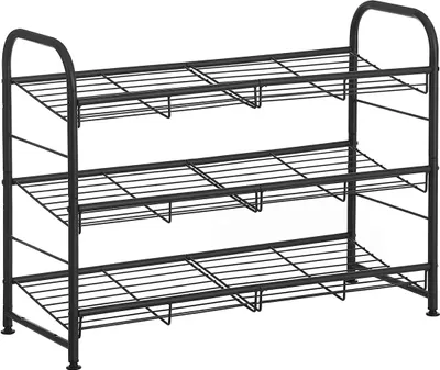 Immagine prodotto di In And OutdoorMatch Scarpiera a 3 livelli Cecelia - Organizzatore di scarpe impilabile - 12 paia di scarpe - Acciaio 68.5 x 27.5 x 49.5 cm - Nero