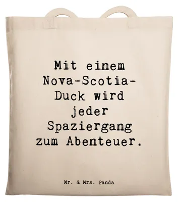 Produktbild von Mr. & Mrs. Panda Tote Bag Spruch Nova Scotia Duck Abenteuer - Transparent - Geschenk, loyaler Hund, Liebe zu Hunden, Tasche, Laptoptasche, dokumententasche, Hunderassen