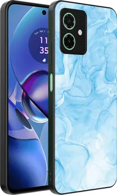 Produktbild von Smartphonica Handytasche Passend für Motorola Moto G55 mit Marmordruck - TPU Rückendeckung Fall Marmor Design - Hellblau
