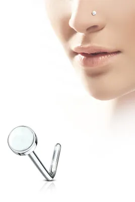 Produktbild von Nasenpiercing Nasenstecker mit Stein weißer Howlith